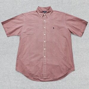 Ralph Lauren Blake Shirt Men's L Red White Blue Check Button Down Short Sleeve